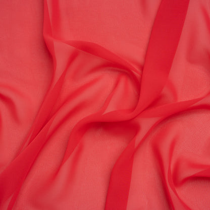 Polyester Chiffon - Teaberry Red - Designer Deadstock