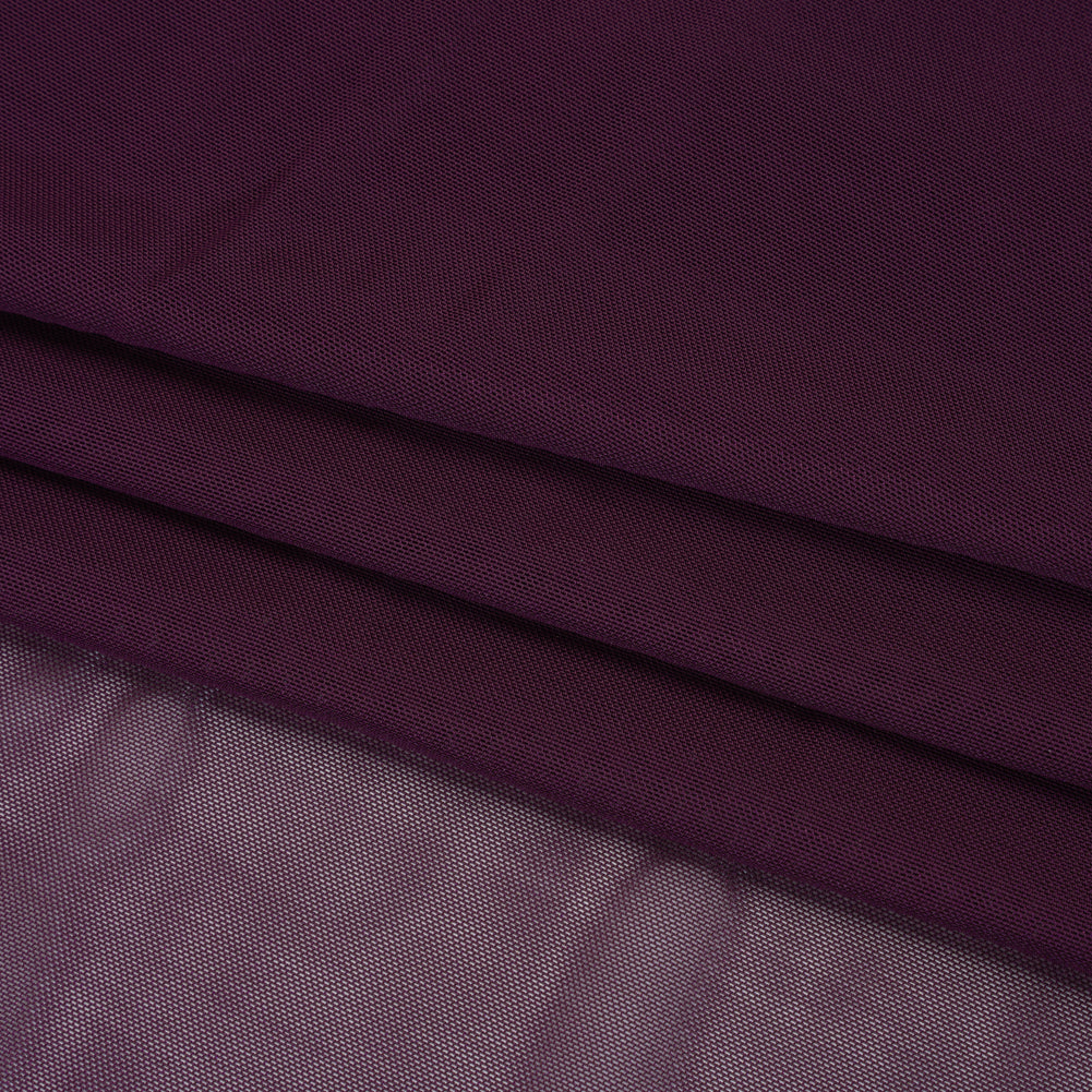 Stretch Polyester Mesh - Aubergine - Designer Deadstock Folded