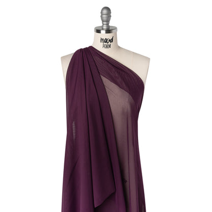 Stretch Polyester Mesh - Aubergine - Designer Deadstock Drape