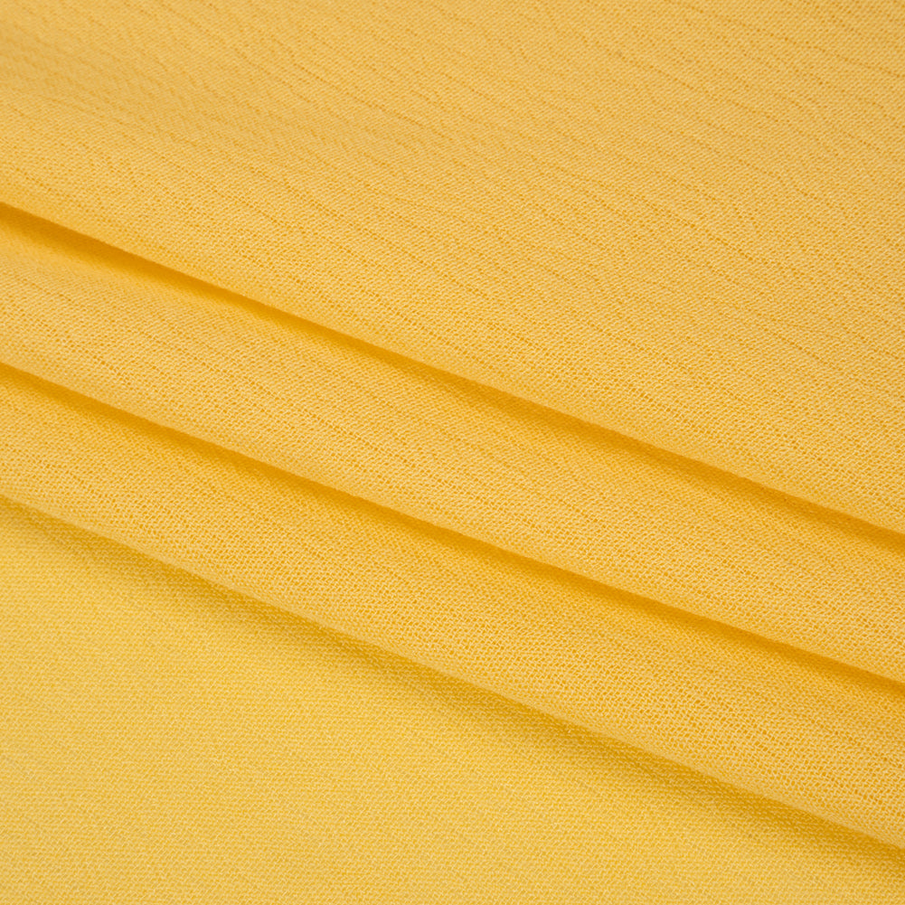 Crinkled Gauzy Rayon and Polyester Crepe - Yellow - Designer Deadstock