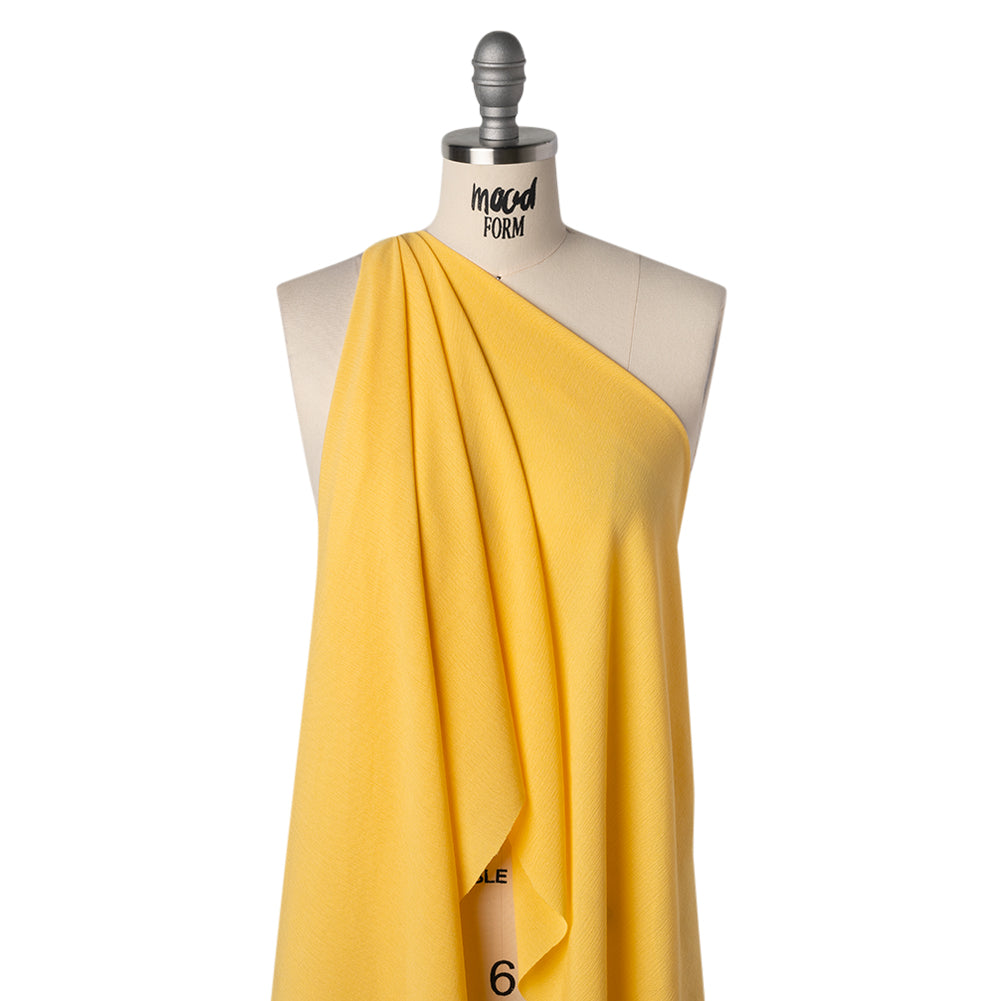 Crinkled Gauzy Rayon and Polyester Crepe - Yellow - Designer Deadstock