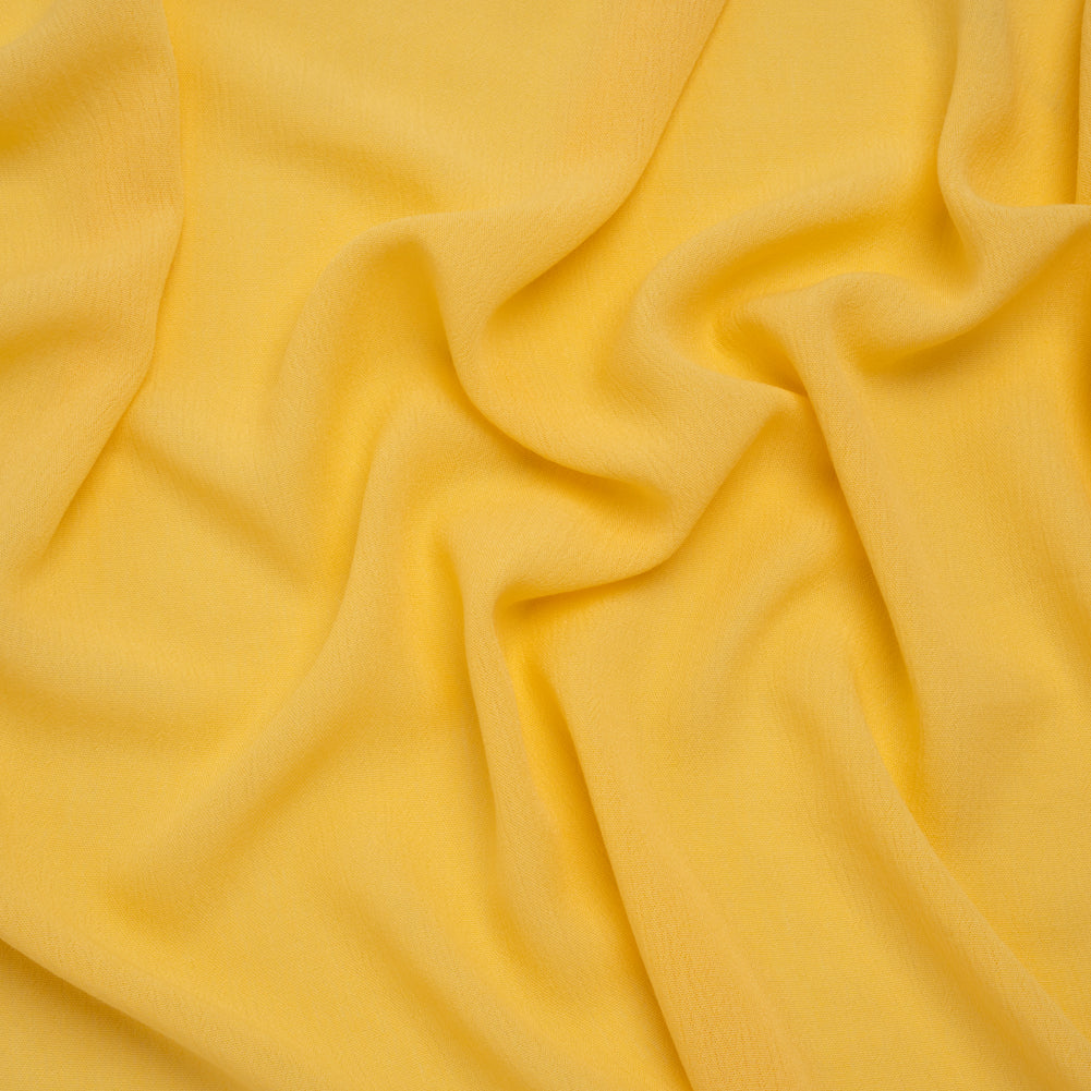 Crinkled Gauzy Rayon and Polyester Crepe - Yellow - Designer Deadstock