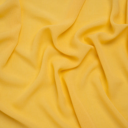 Crinkled Gauzy Rayon and Polyester Crepe - Yellow - Designer Deadstock