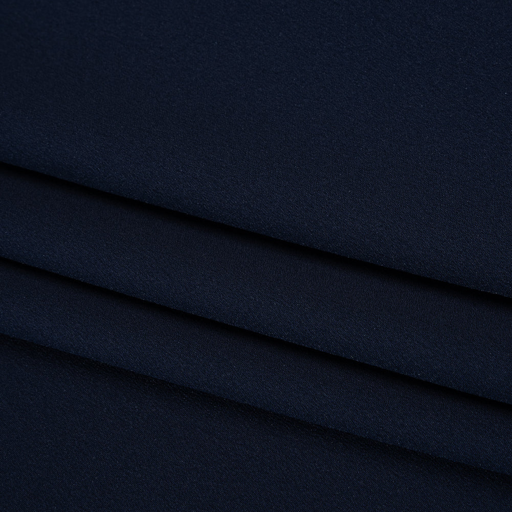 Polyester Crepe de Chine - Navy Blue - Designer Deadstock