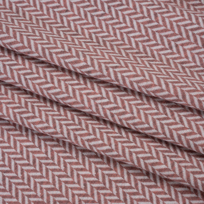 Stretch Polyester Double Knit - Mauve and Ivory Herringbone - Designer Deadstock