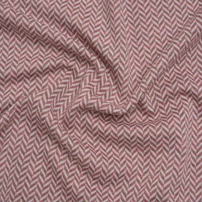 Stretch Polyester Double Knit - Mauve and Ivory Herringbone - Designer Deadstock