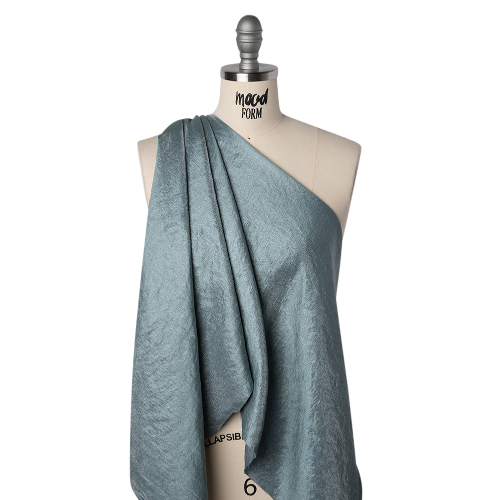 Rayon and Polyester Crystal Twill - Dusty Blue - Designer Deadstock