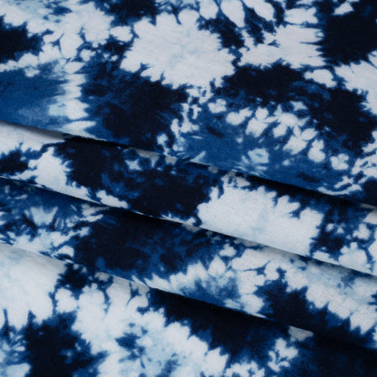 Double Cotton Gauze Print - Blue and White Diamond Tie-Dye - Designer Deadstock