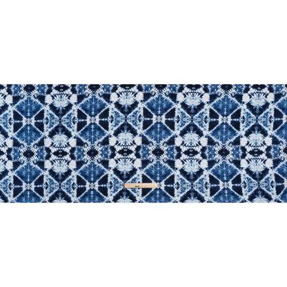 Double Cotton Gauze Print - Blue and White Diamond Tie-Dye - Designer Deadstock