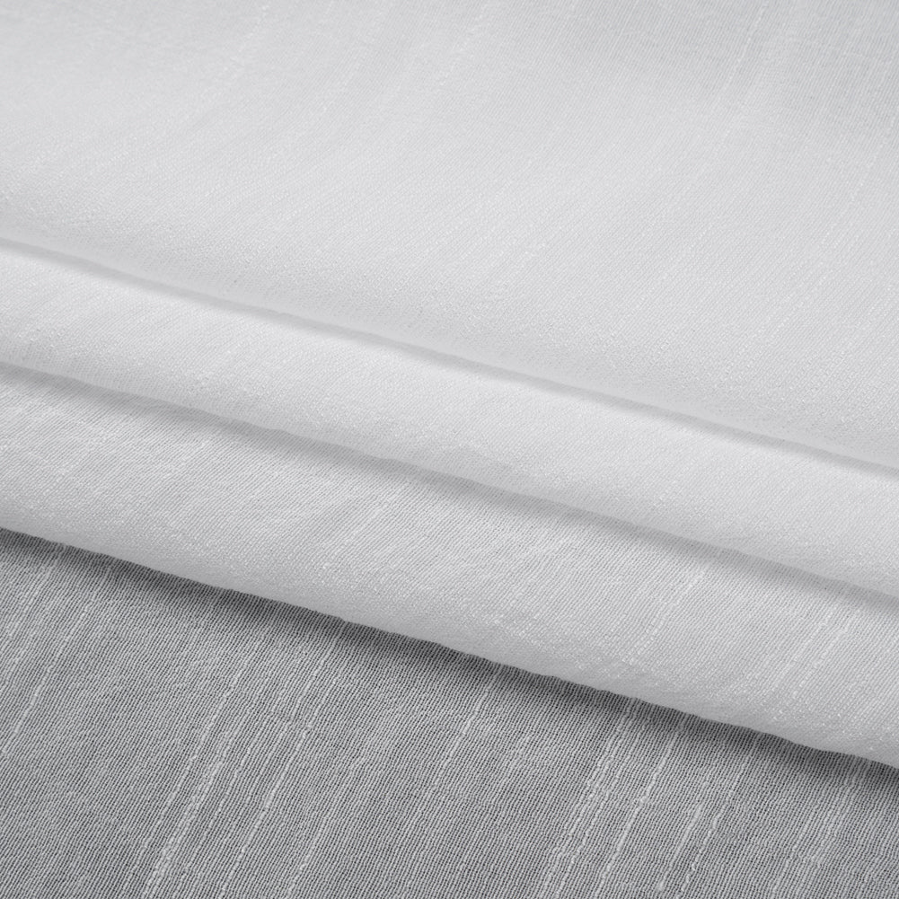 Textured Gauzy Rayon and Polyester Woven - White - Designer Deadstock