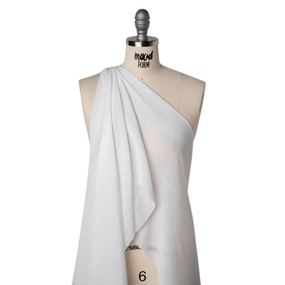 Textured Gauzy Rayon and Polyester Woven - White - Designer Deadstock