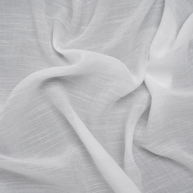 Textured Gauzy Rayon and Polyester Woven - White - Designer Deadstock