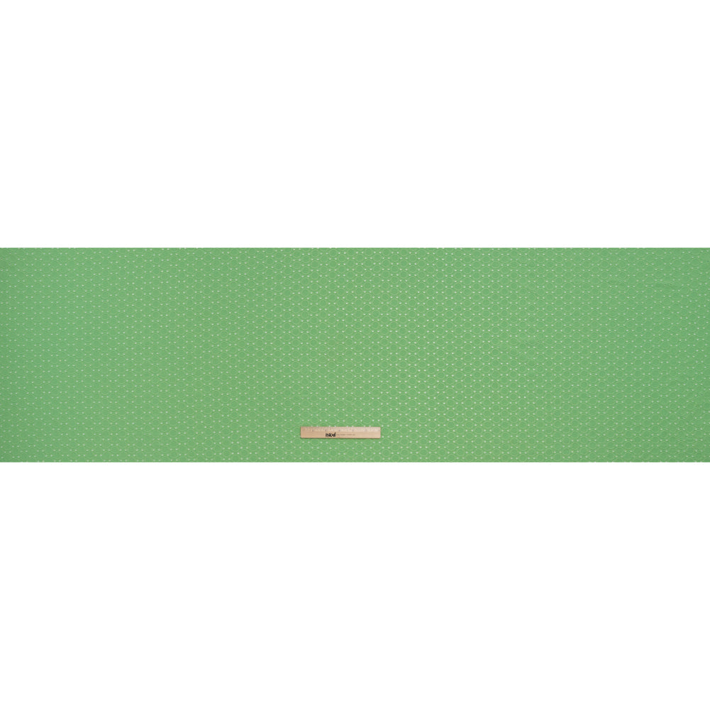 Stretch Polyester Eyelet Jersey - Absinthe Green Circles and Dots - Designer Deadstock