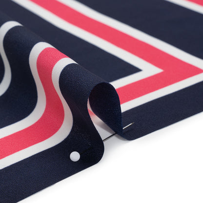 Polyester Crepe de Chine Panel - Pink, Navy Blue and White Floral Bandana - Designer Deadstock