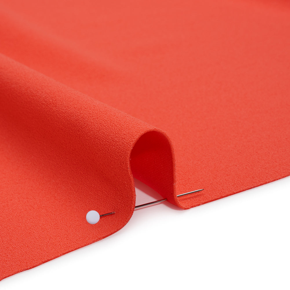 Stretch Polyester Crepe Double Knit - Neon Coral Orange - Designer Deadstock