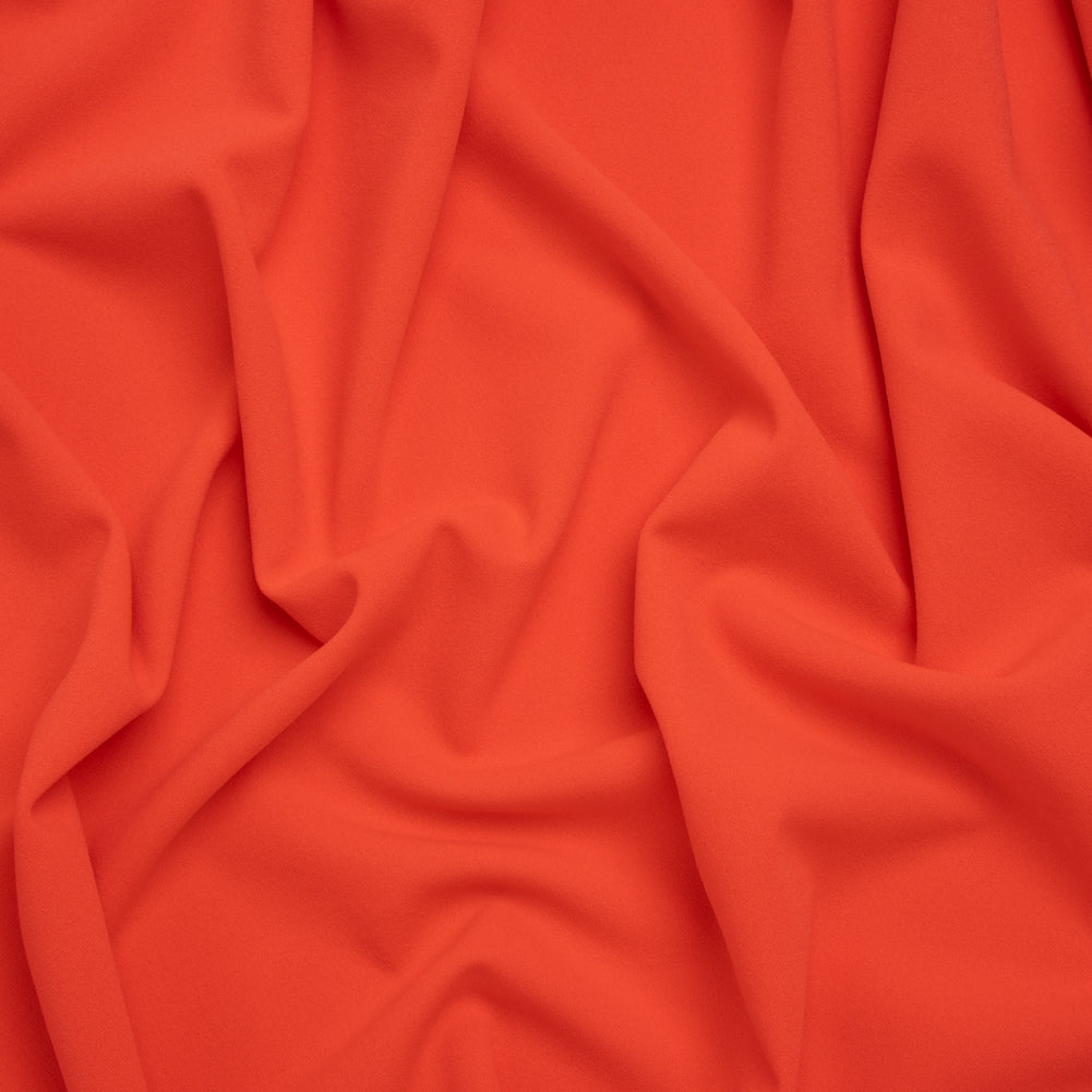 Stretch Polyester Crepe Double Knit - Neon Coral Orange - Designer Deadstock