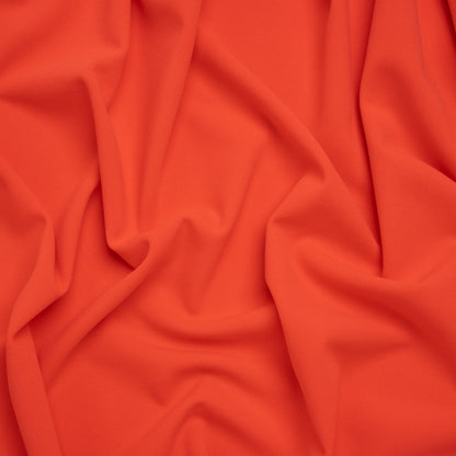 Stretch Polyester Crepe Double Knit - Neon Coral Orange - Designer Deadstock