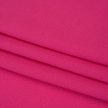 Puckered Stretch Polyester Crepe - Hot Pink - Designer Deadstock