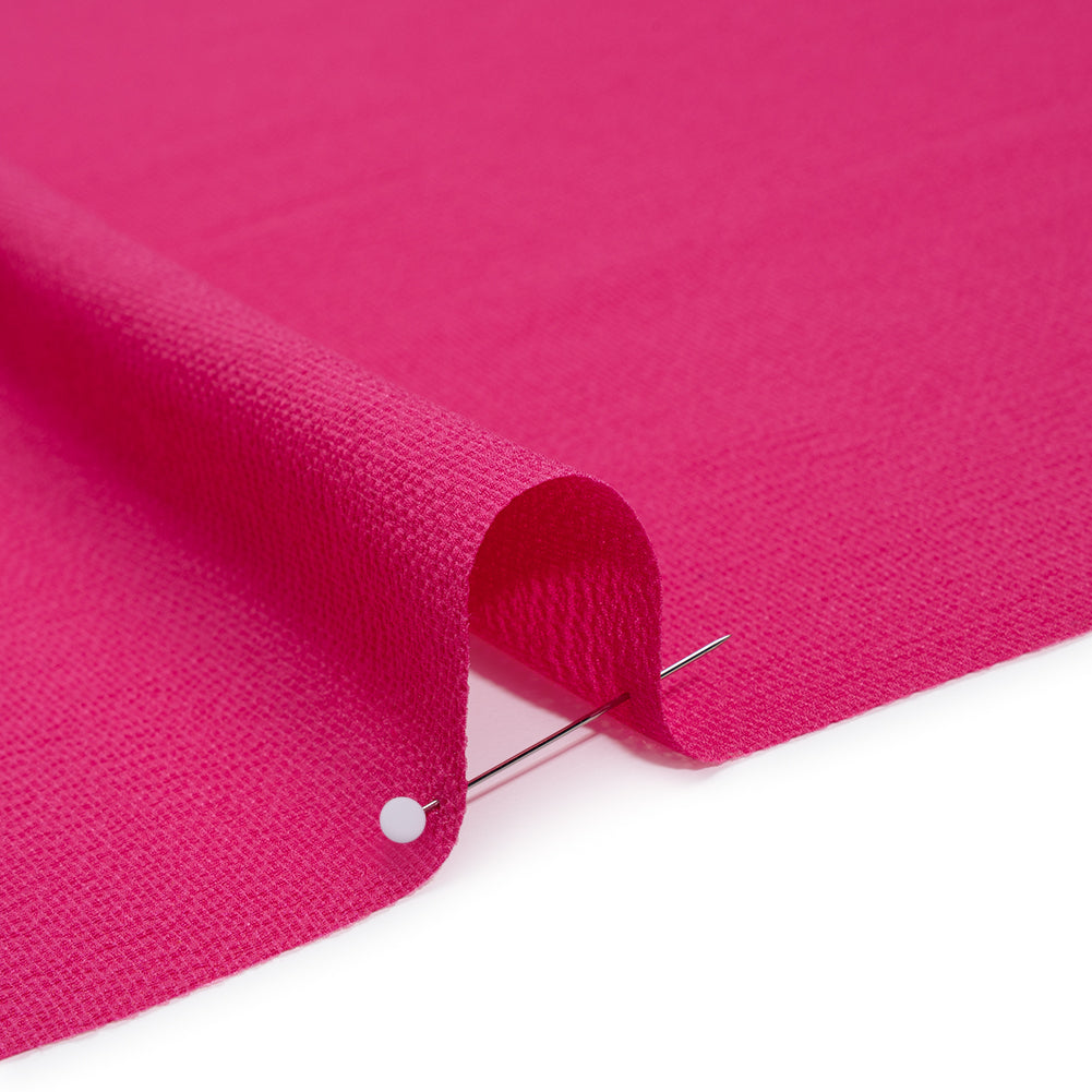Puckered Stretch Polyester Crepe - Hot Pink - Designer Deadstock