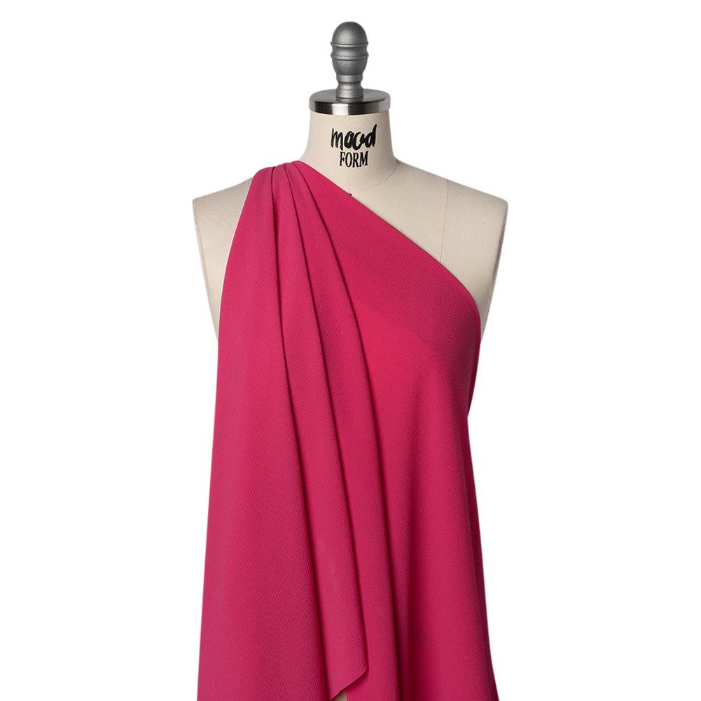 Stretch Puckered Polyester Crepe - Bubblegum Pink - Designer Deadstock