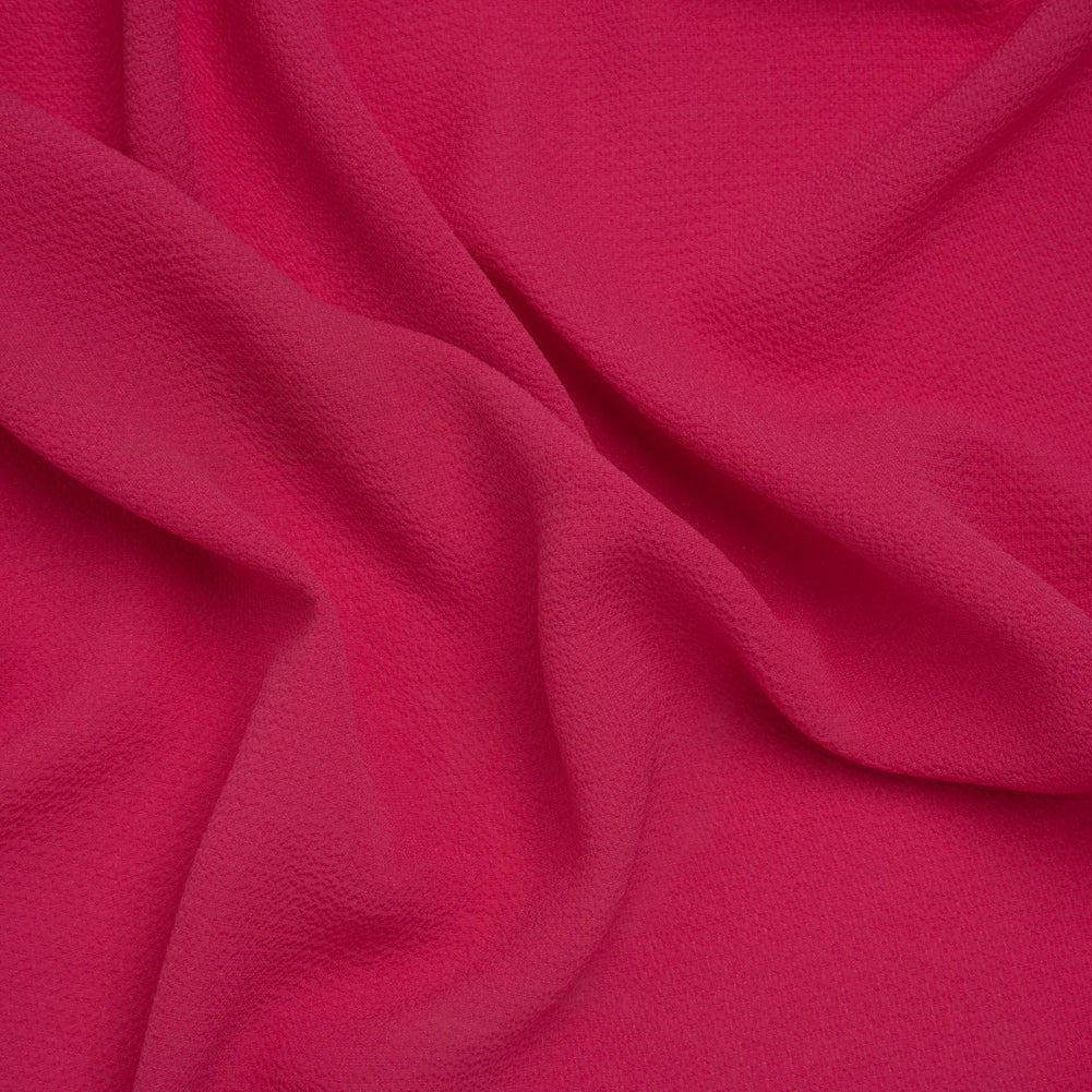 Stretch Puckered Polyester Crepe - Bubblegum Pink - Designer Deadstock