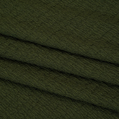 Crinkled Stretch Polyester Sweater Knit - Moss Green - Designer Deadstock