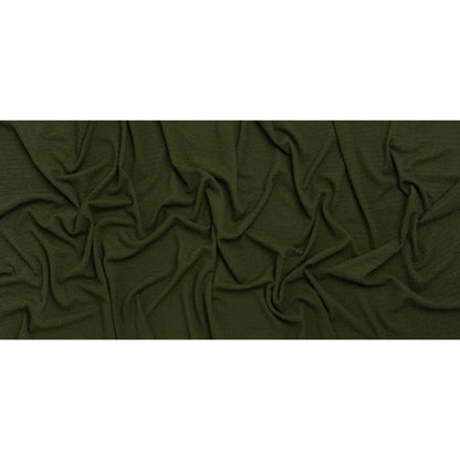 Crinkled Stretch Polyester Sweater Knit - Moss Green - Designer Deadstock