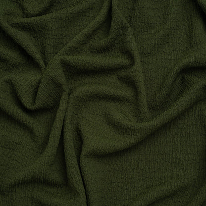 Crinkled Stretch Polyester Sweater Knit - Moss Green - Designer Deadstock