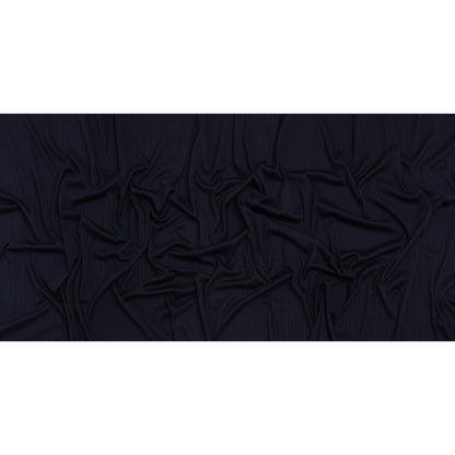 Stretch Polyester Barcode Rib Knit - Midnight Navy - Designer Deadstock