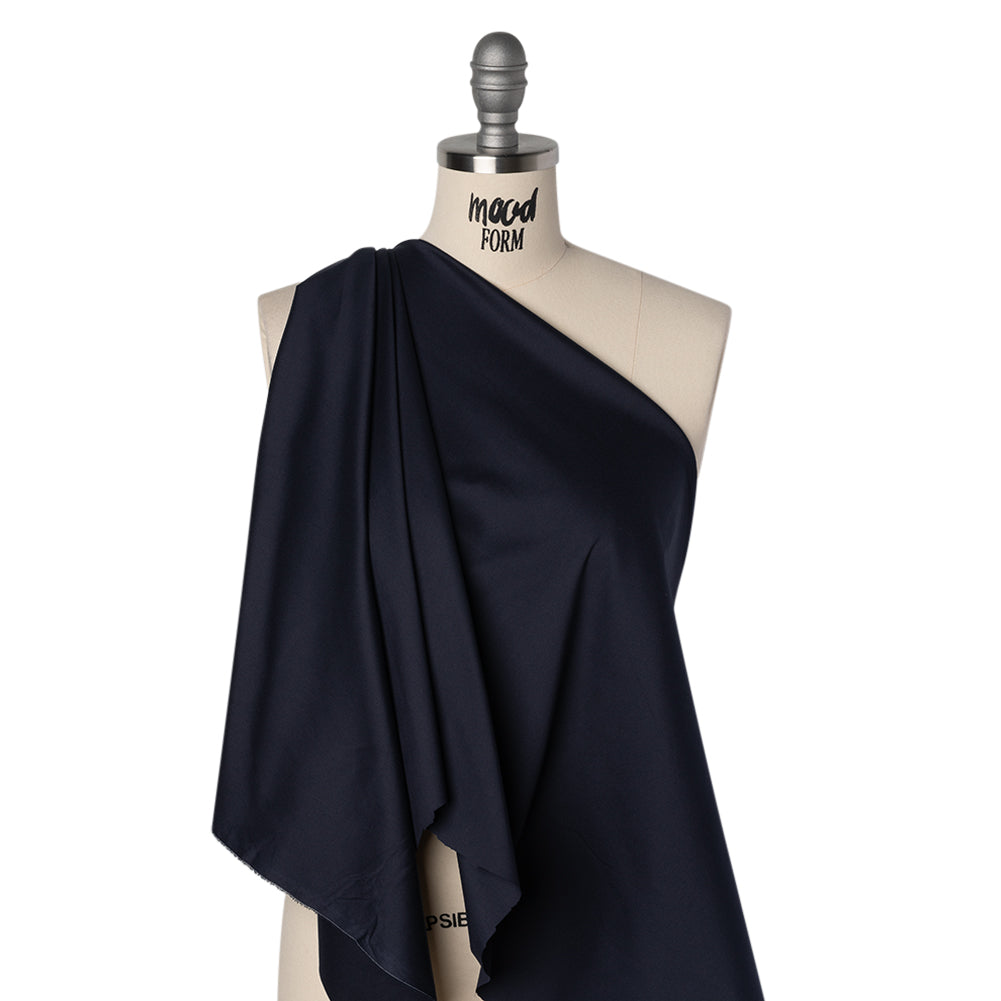 Stretch Cotton and Nylon Poplin - Navy Blue - Designer Deadstock