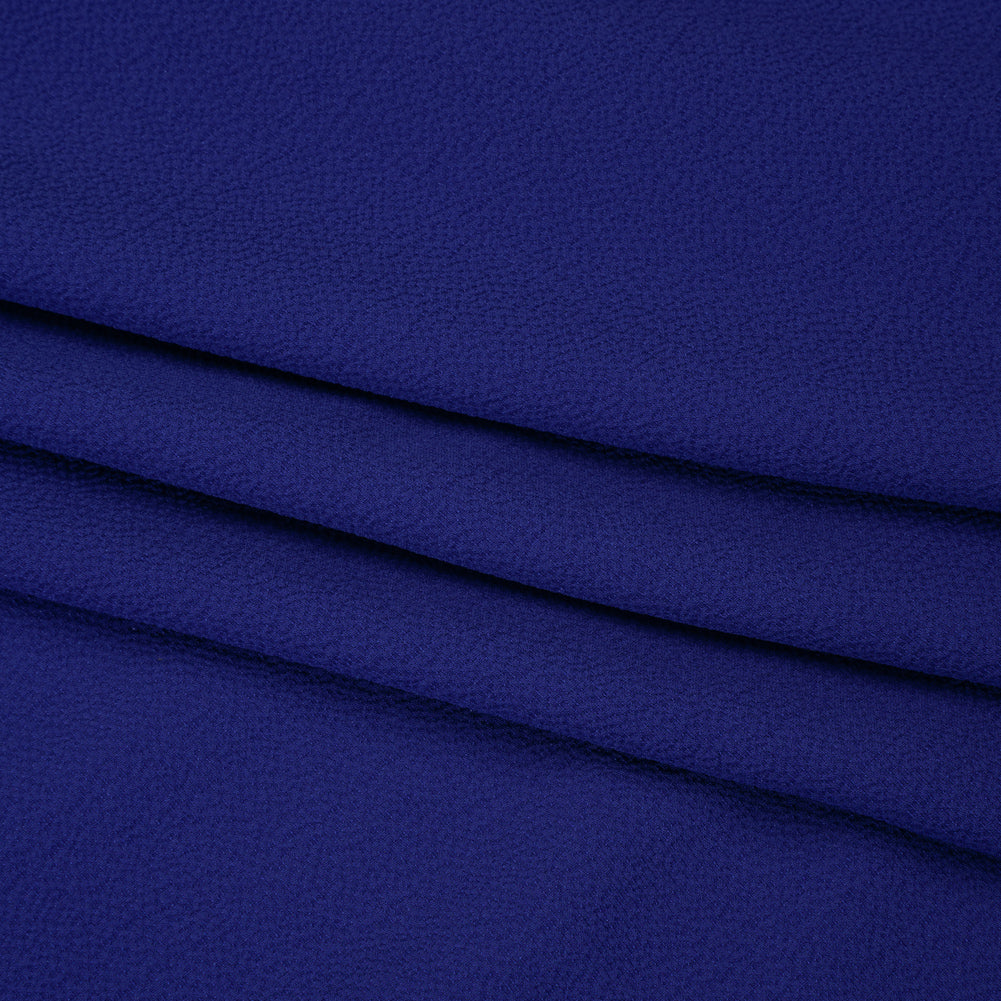 Stretch Puckered Polyester Crepe - Cobalt Blue - Designer Deadstock