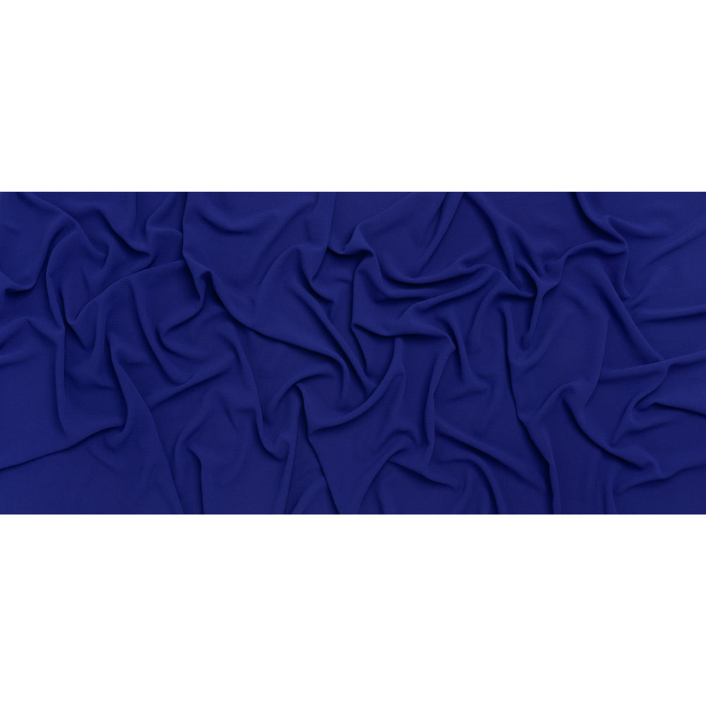 Stretch Puckered Polyester Crepe - Cobalt Blue - Designer Deadstock
