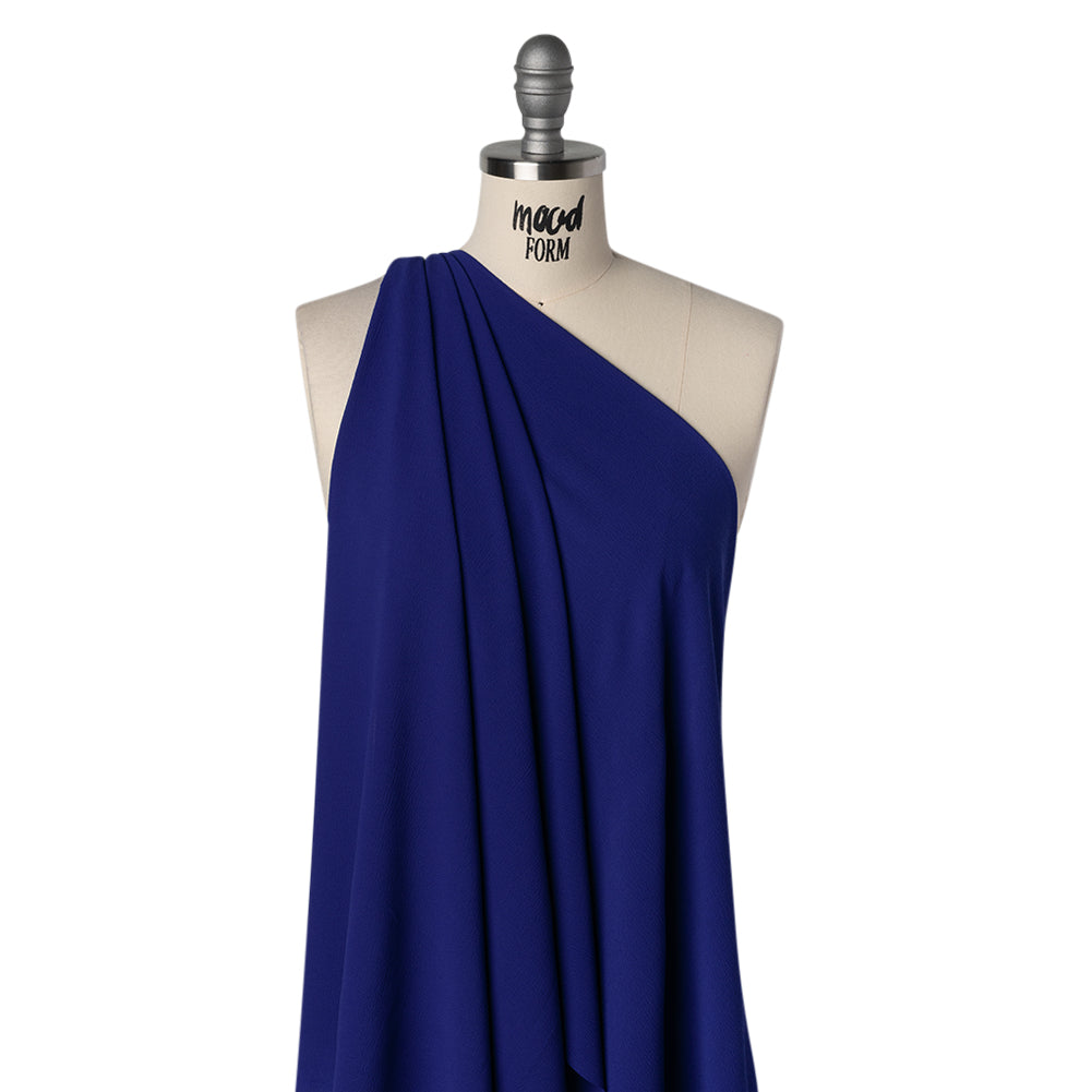 Stretch Puckered Polyester Crepe - Cobalt Blue - Designer Deadstock