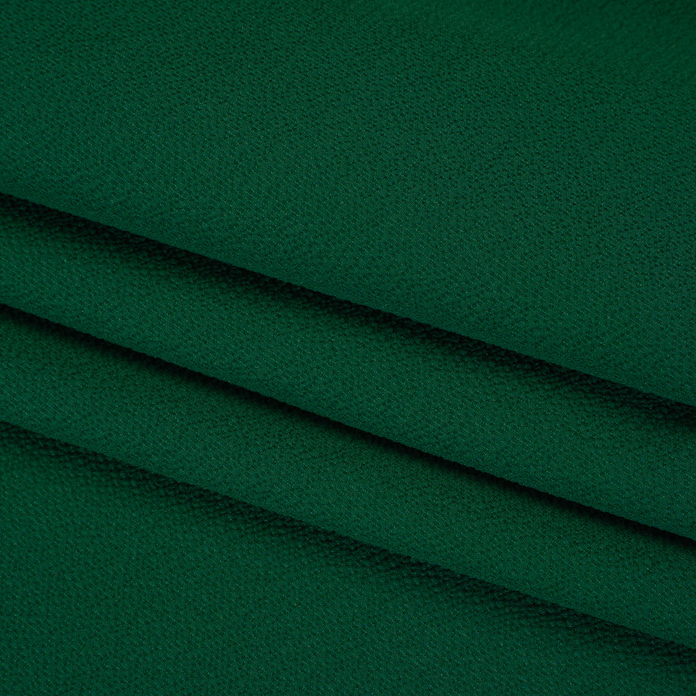 Puckered Stretch Polyester Crepe - Emerald Green - Designer Deadstock