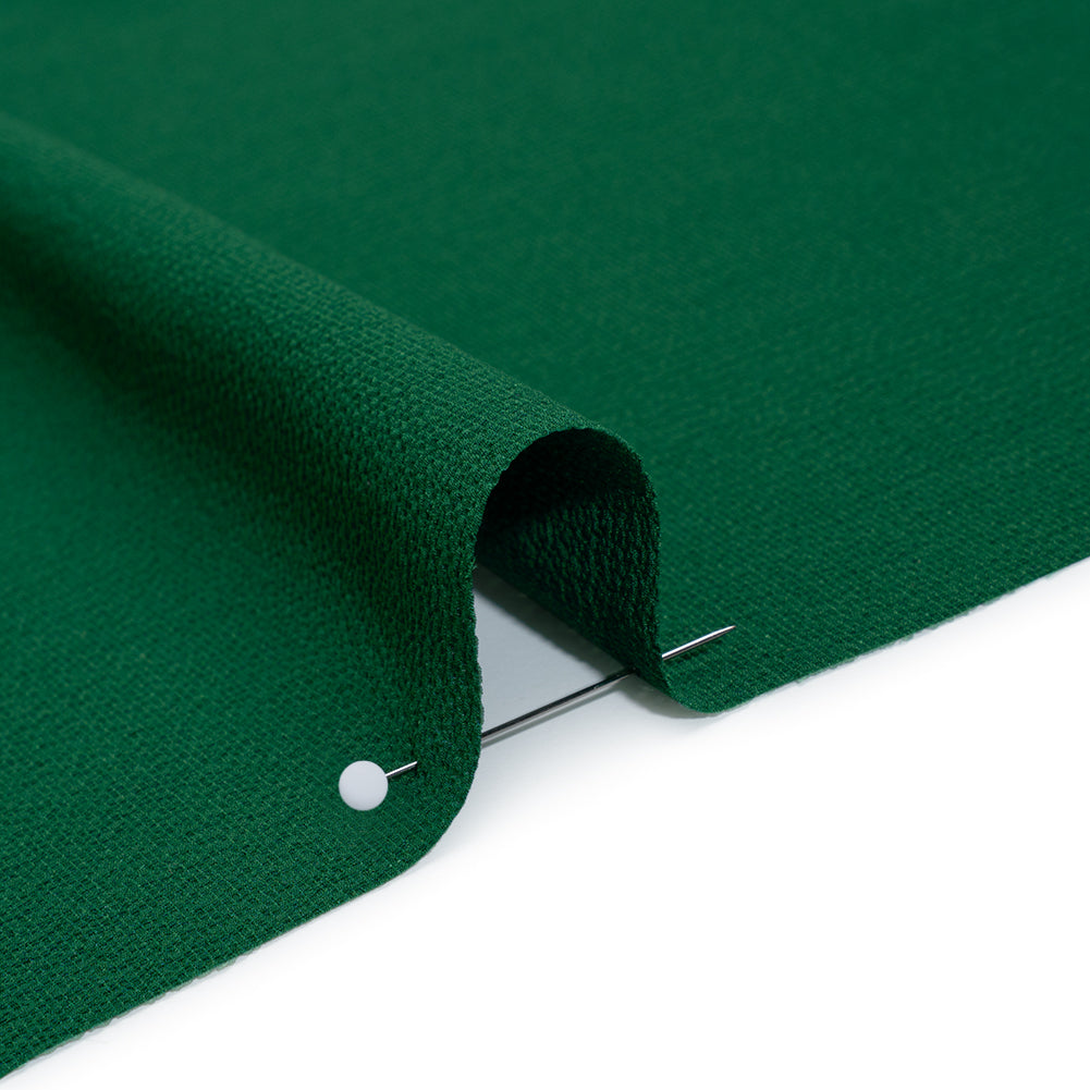 Puckered Stretch Polyester Crepe - Emerald Green - Designer Deadstock