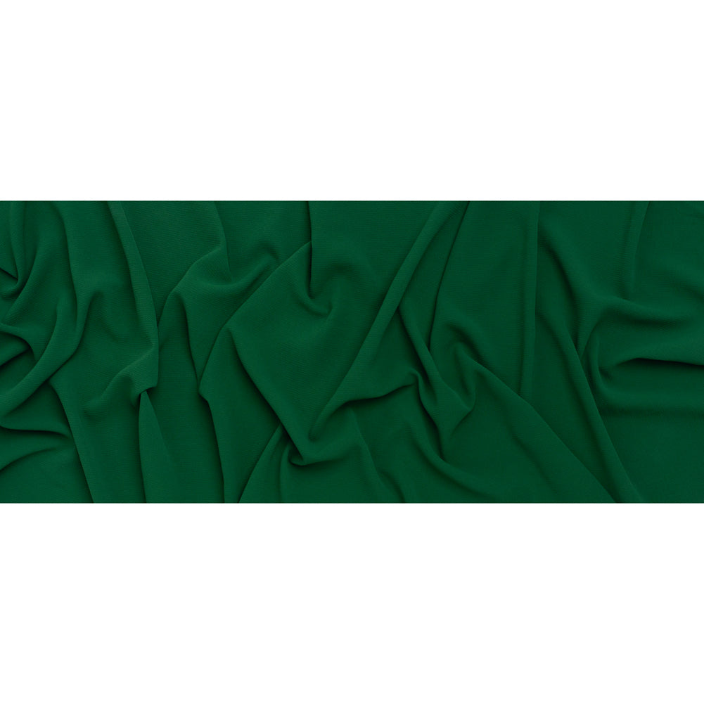 Puckered Stretch Polyester Crepe - Emerald Green - Designer Deadstock