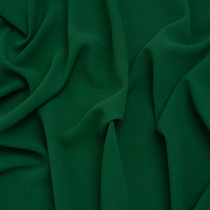 Puckered Stretch Polyester Crepe - Emerald Green - Designer Deadstock