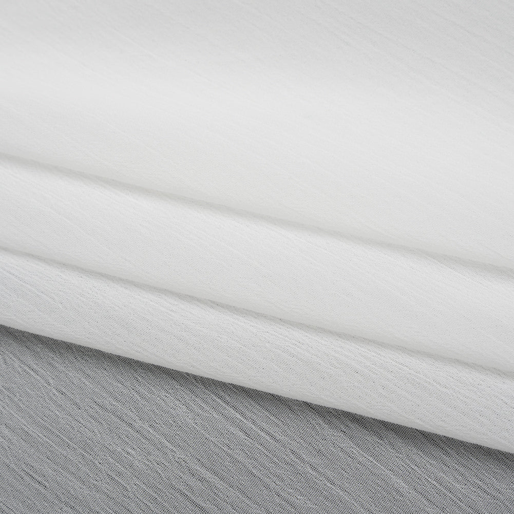 Crinkled Polyester Chiffon - White - Designer Deadstock