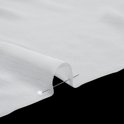Crinkled Polyester Chiffon - White - Designer Deadstock