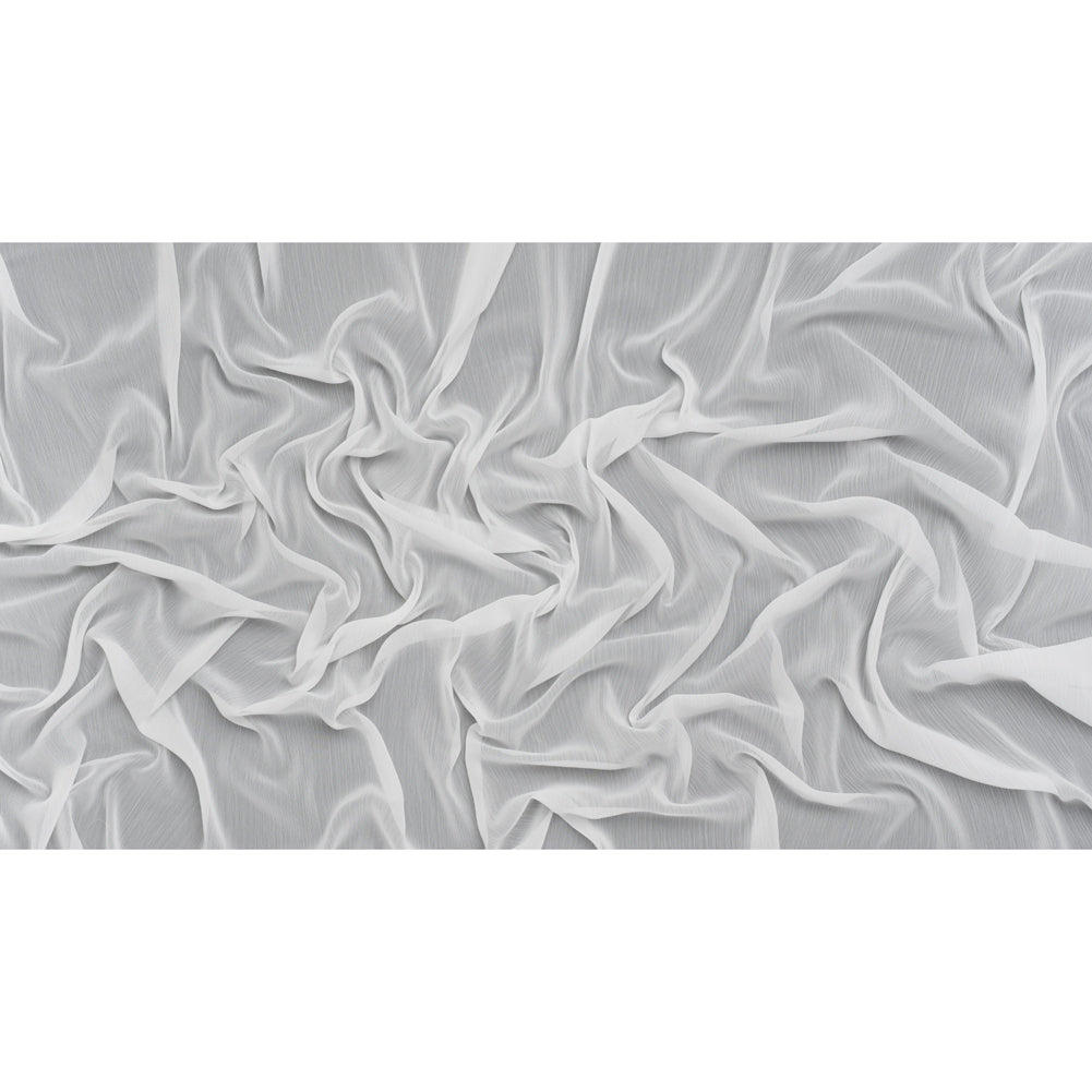 Crinkled Polyester Chiffon - White - Designer Deadstock