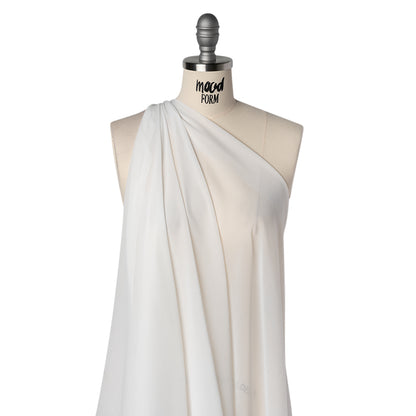 Crinkled Polyester Chiffon - White - Designer Deadstock