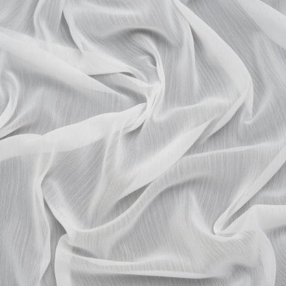 Crinkled Polyester Chiffon - White - Designer Deadstock