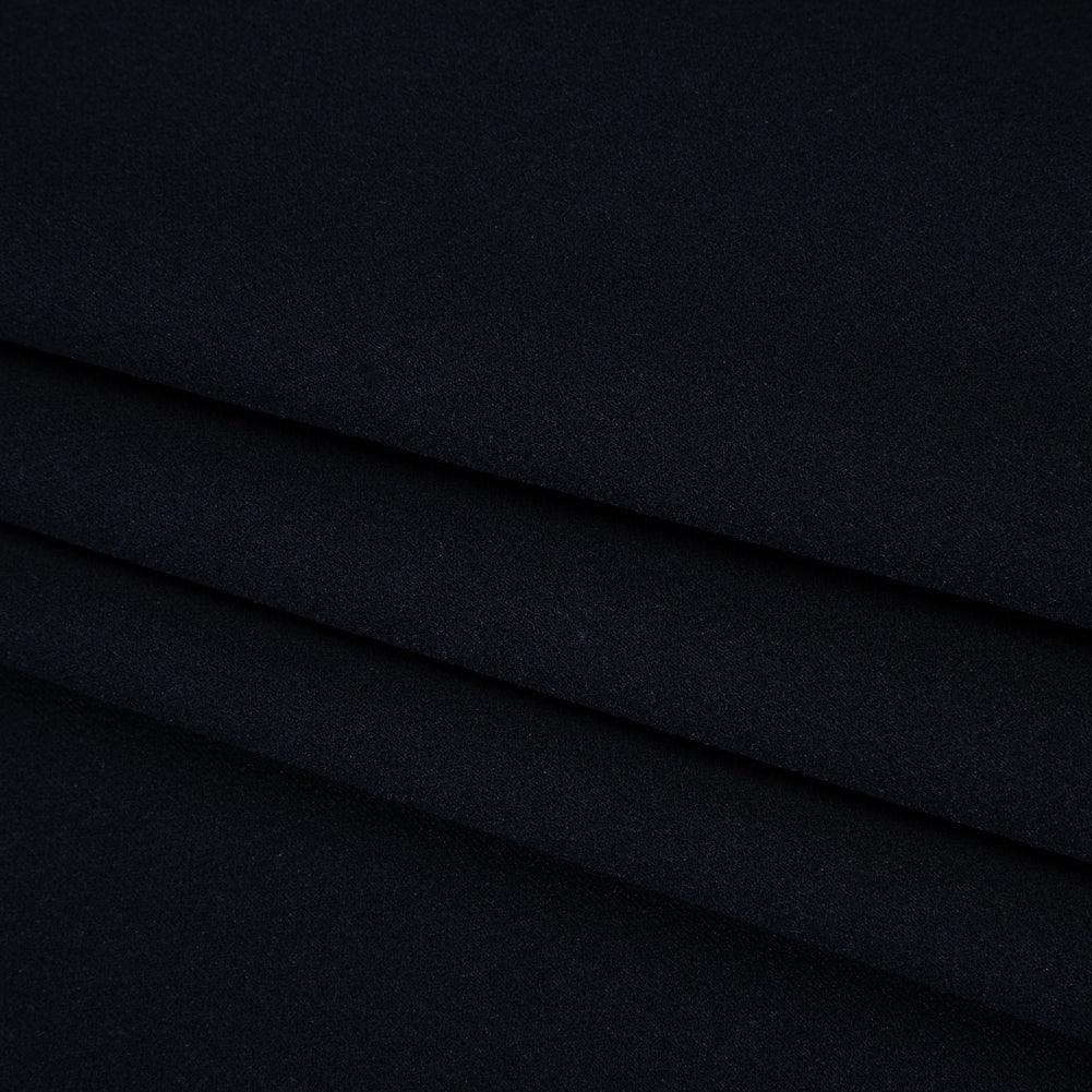 Stretch Polyester Crepe Double Knit - Midnight Navy Blue - Designer Deadstock