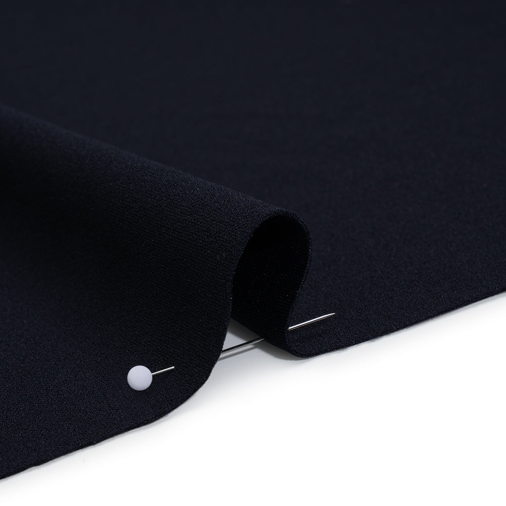 Stretch Polyester Crepe Double Knit - Midnight Navy Blue - Designer Deadstock