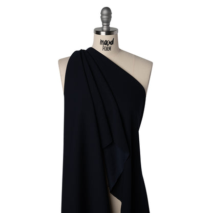 Stretch Polyester Crepe Double Knit - Midnight Navy Blue - Designer Deadstock