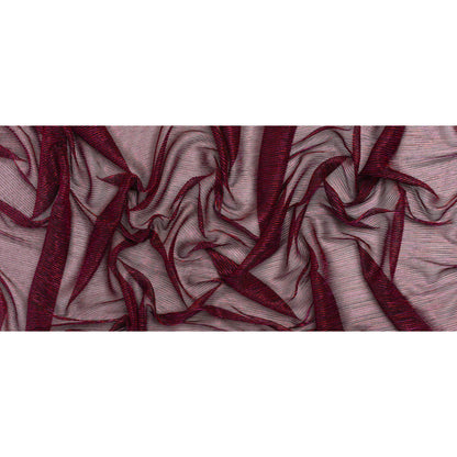Metallic Sheer Polyester Knit Plisse - Magenta, Orange and Black - Designer Deadstock - Full