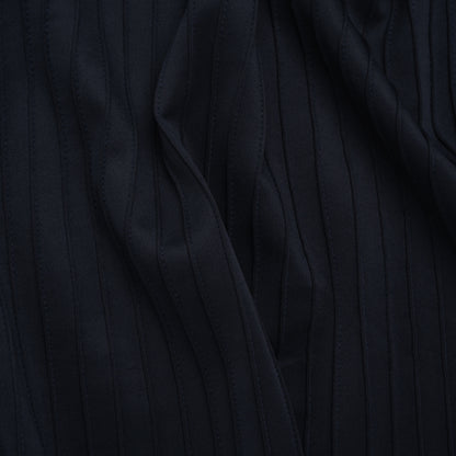Pintucked Stretch Polyester Scuba Knit - Navy Blue - Designer Deadstock