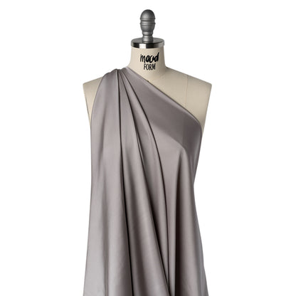 Stretch Polyester Charmeuse - Cloud Gray - Designer Deadstock