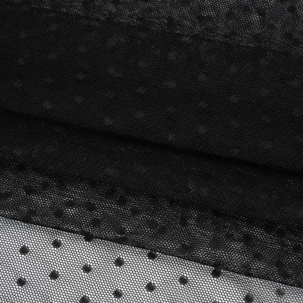 Point D'Esprit Tulle - Black - Designer Deadstock
