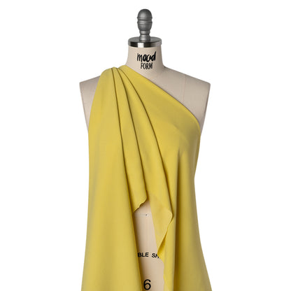 Stretch Polyester Crepe Double Knit - Lemon Yellow - Designer Deadstock